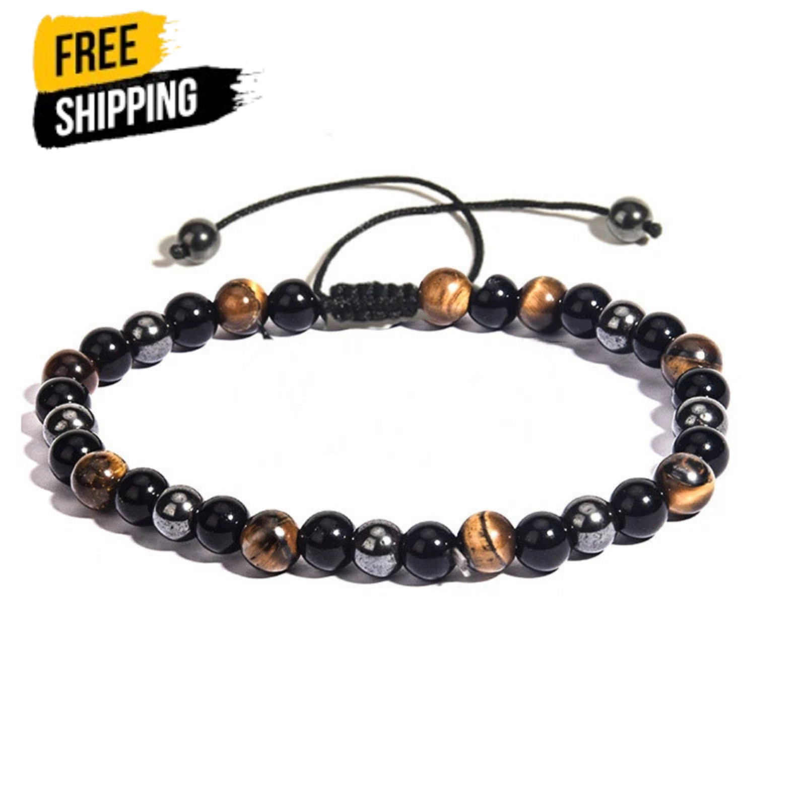 Hematite Tiger’s Eye 6mm Beaded Stretch Bracelet for Women | Natural Gemstone Ro