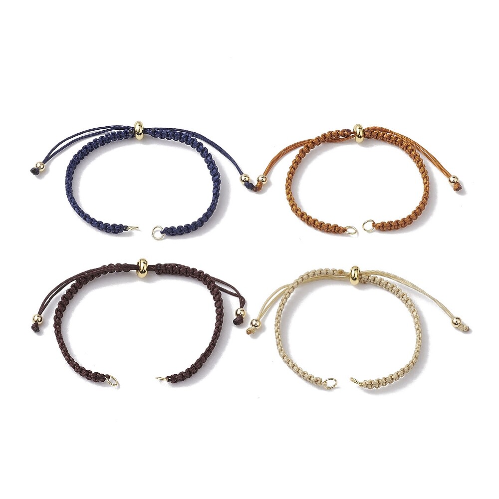 12pcs 4 Pure Colors Braided Nylon Cord Slider Bracelet DIY Jewelry Making Chain