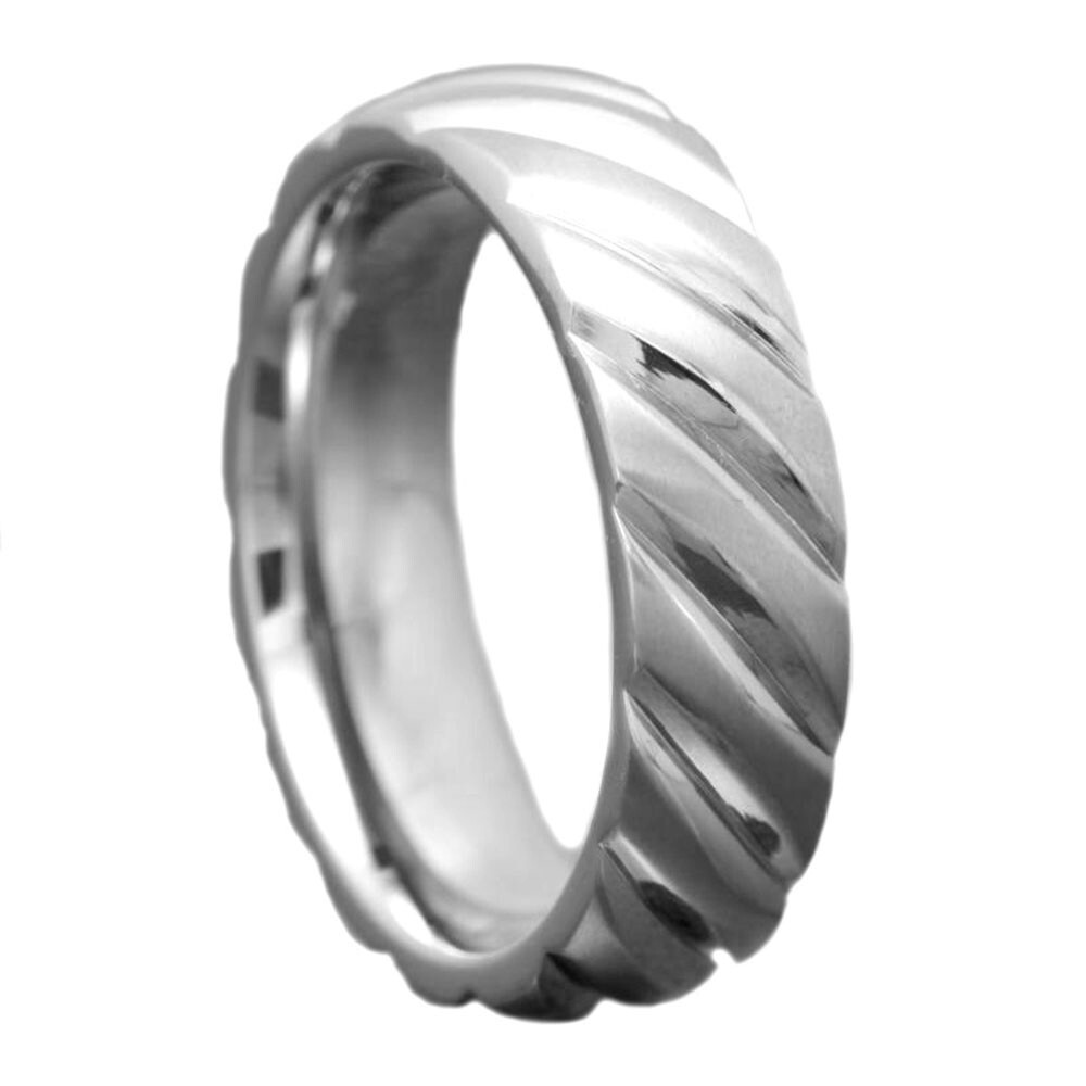 Titanium 6mm Women’s Wedding Engagement Band Ring Satin Swirl Diagonally Groove
