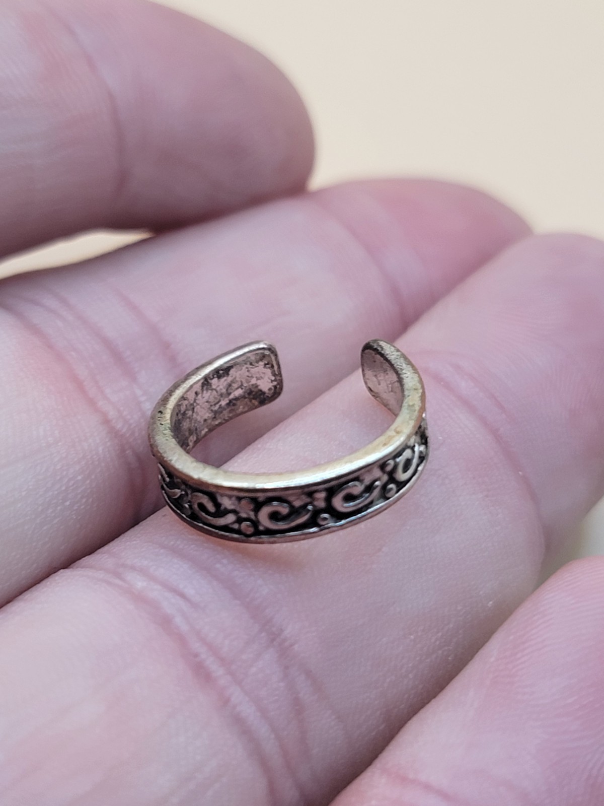Vintage Sterling Silver Open Toe Split Band Scroll Toe Ring