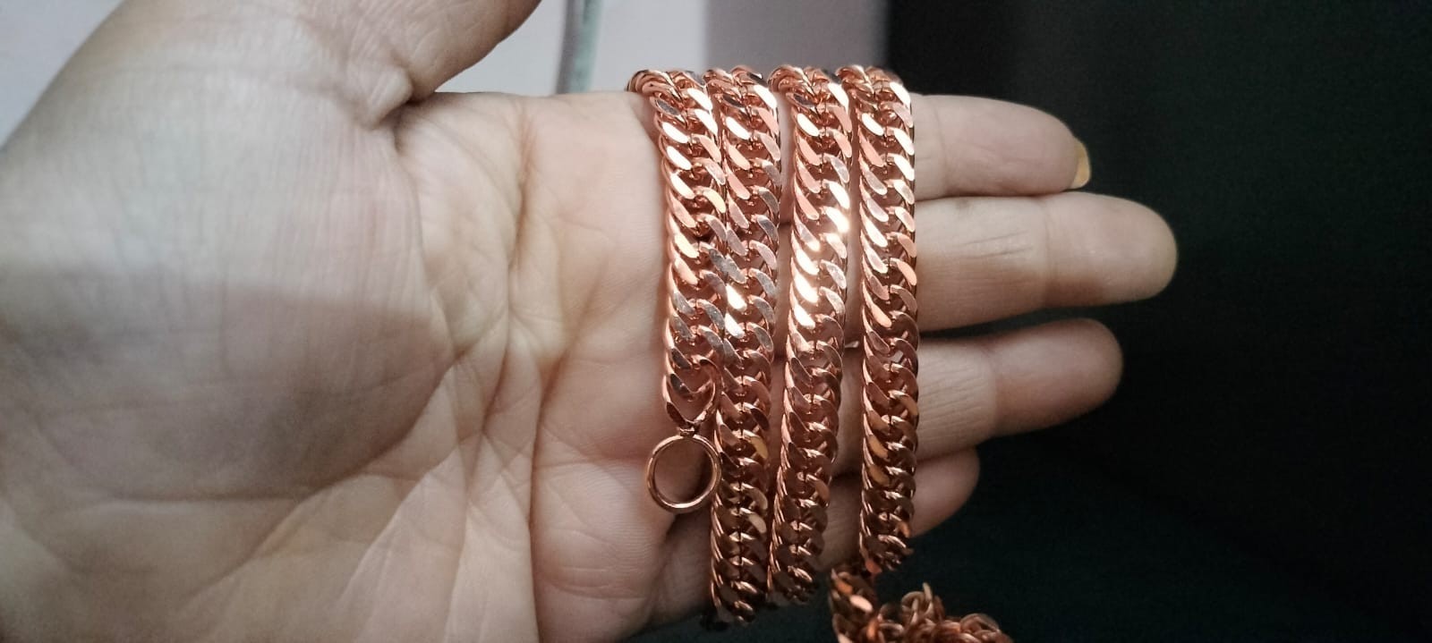 Pure Solid Coppe Chain Solid Arthritis Cuban Chain Curb Link Rider Unisex chain