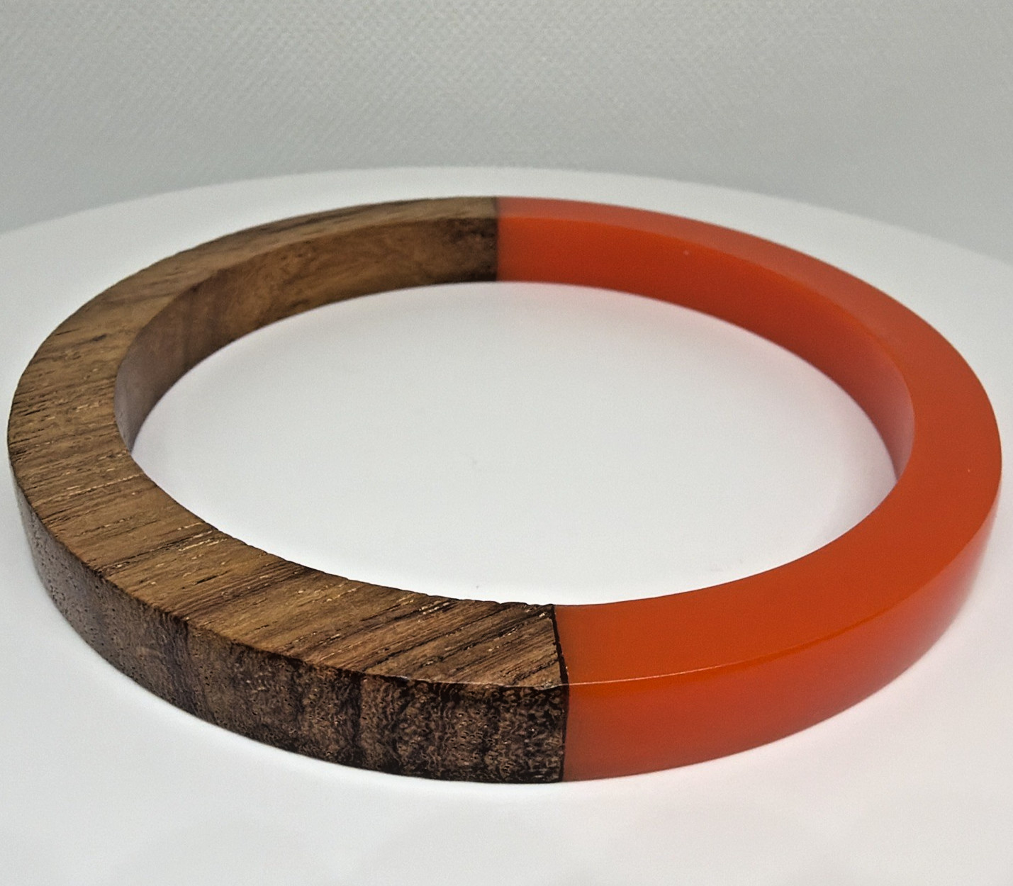 Mod Retro Wood & Resin Bangle Bracelets Stackable Mid-Century Style Set of 4