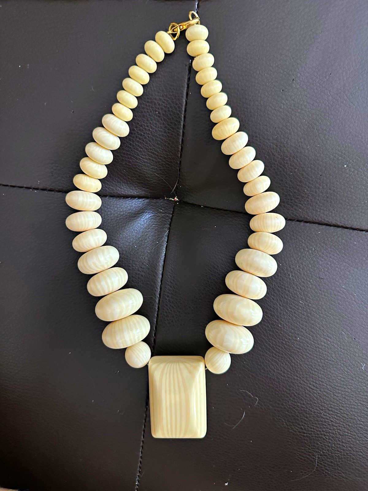 Vintage French Celluloid Beaded Ball Chain Statement Necklace Lobster 19-24 in