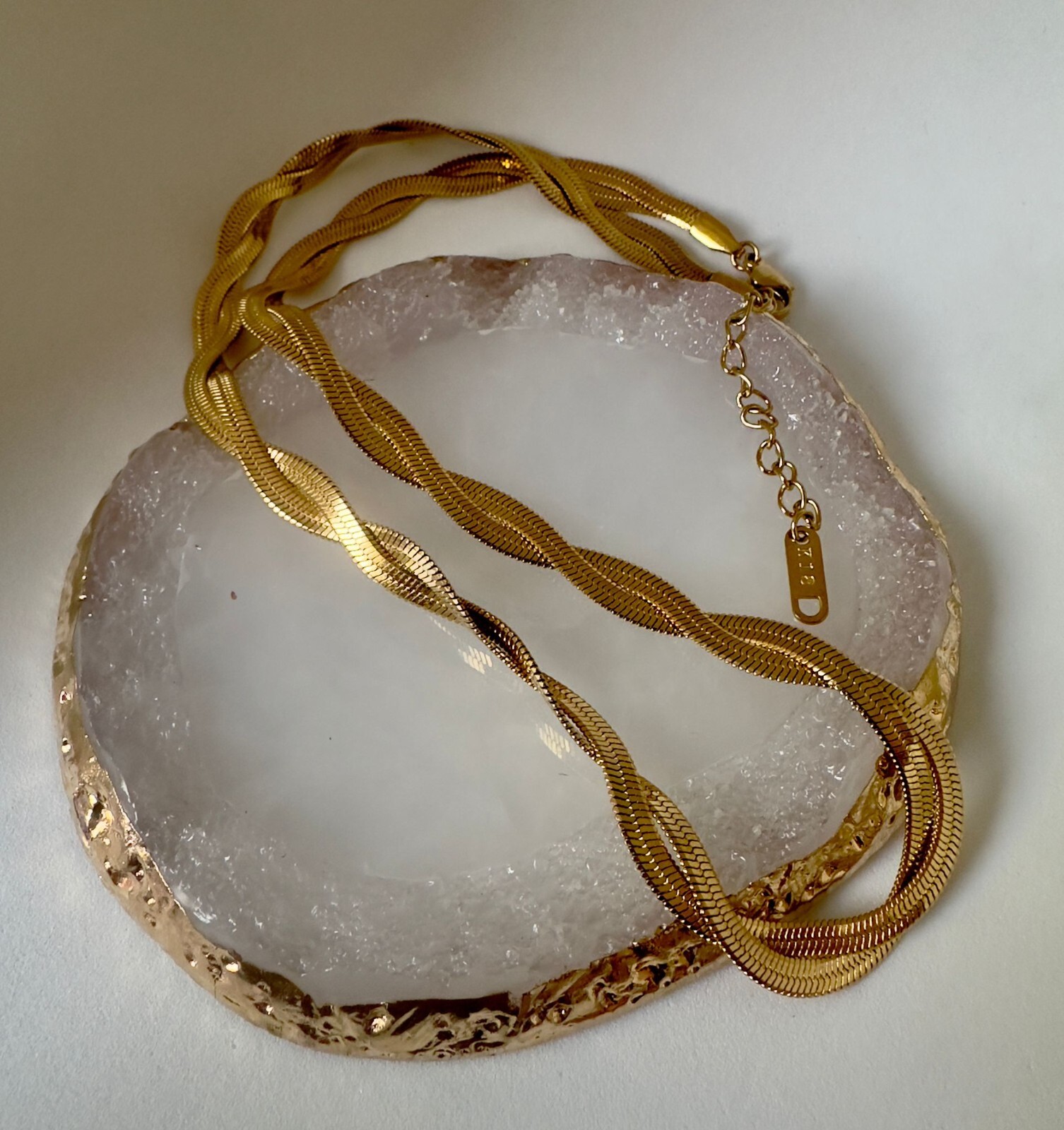 Woman 18K Gold Plated twisted Snake Herringbone Chain Waterproof Necklace