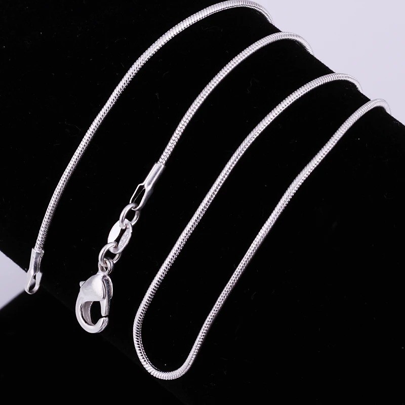 925 sterling solid Silver lots 10PCS 1mm snake chain Necklace 16-30inch