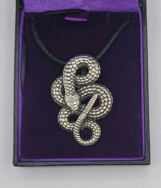 St Justin Pewter Coiled Snake Pendant Necklace Pendant United Kingdom
