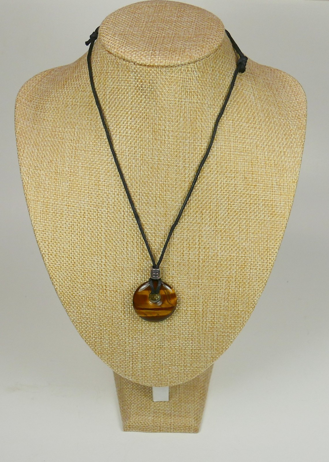 Zodiac Birth Stone Gemini Necklace Tiger`s Eye Donut Gemstone Necklace 1.3″