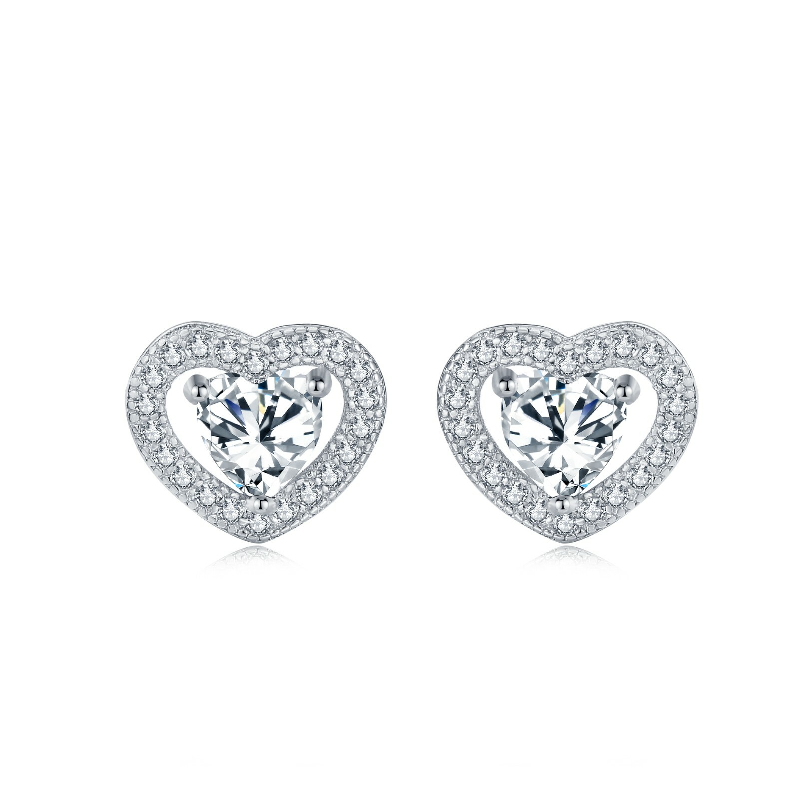 2 Ct Women’s Halo Earrings Simulated Diamonds 14K Gold Plated Solid Silver
