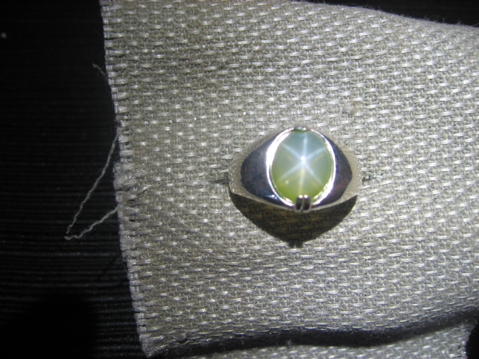 9X11M TRANSLUCENT SIGNED FERN GREEN LINDE STAR SAPPHIRE RING .925 STERLING SZ 9
