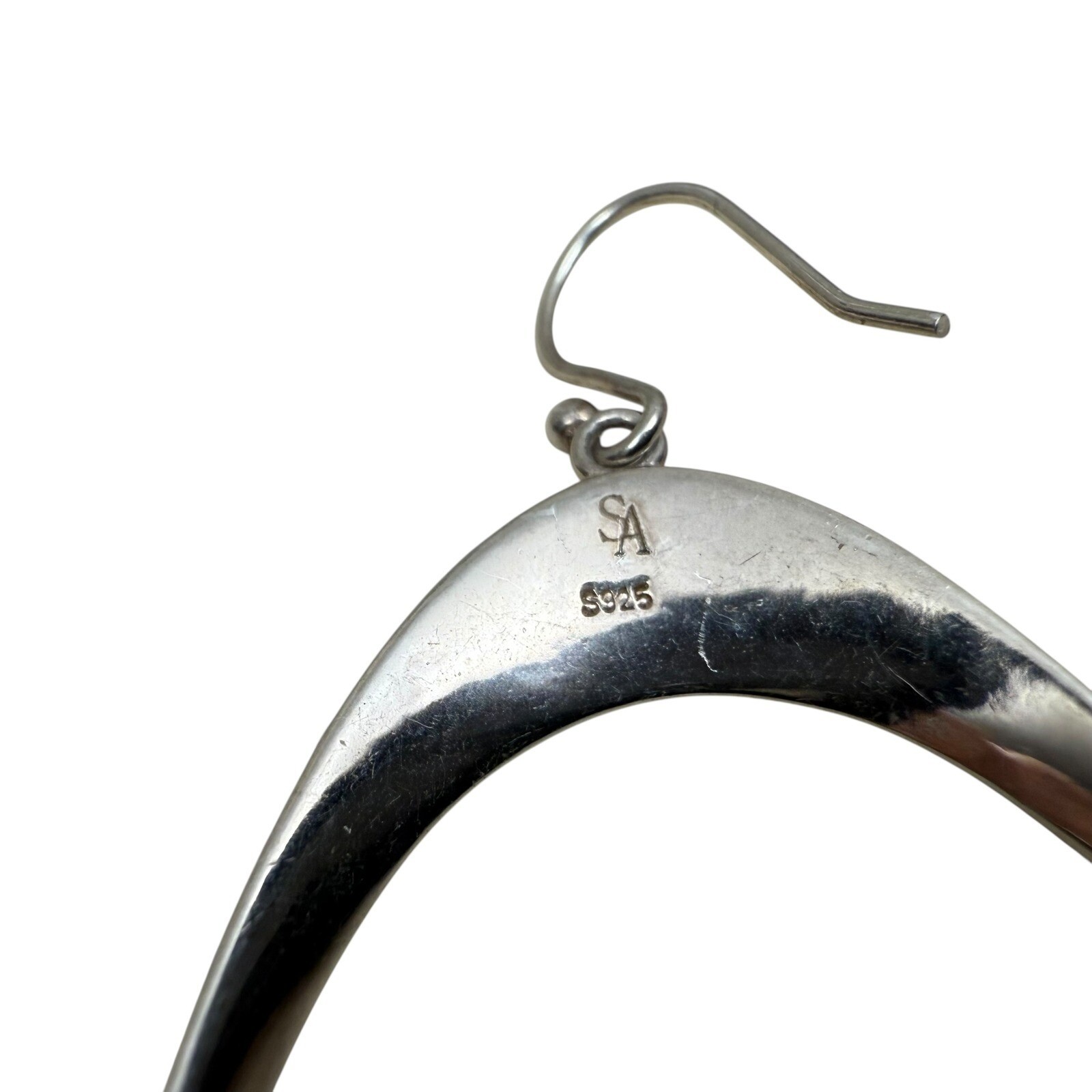 Stefani Argento SA 925 Sterling Silver Oval Hoop Earrings Dangle Drop Minimalist