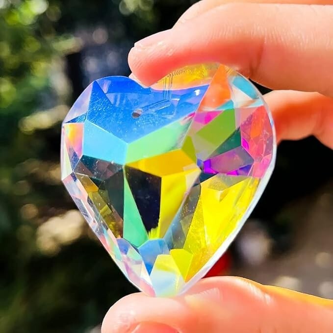 45mm AB Colored Heart Shaped Crystal Prism Pendant Crystal Heart Love Gifts
