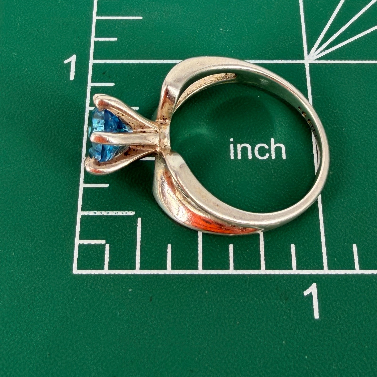 Sterling Silver Blue Topaz Solitaire Ring Size 6 TW 3.32g Tested 925