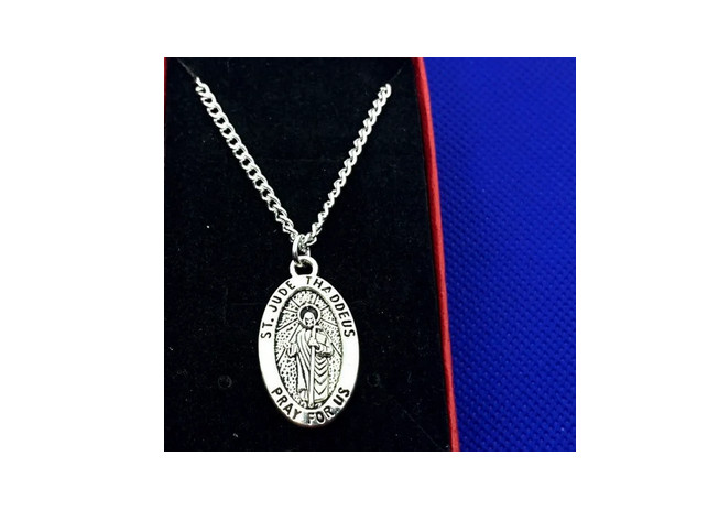ST JUDE PRAY RELIGIOUS FAITH pendant charm German Silver 24″ Necklace Women Men