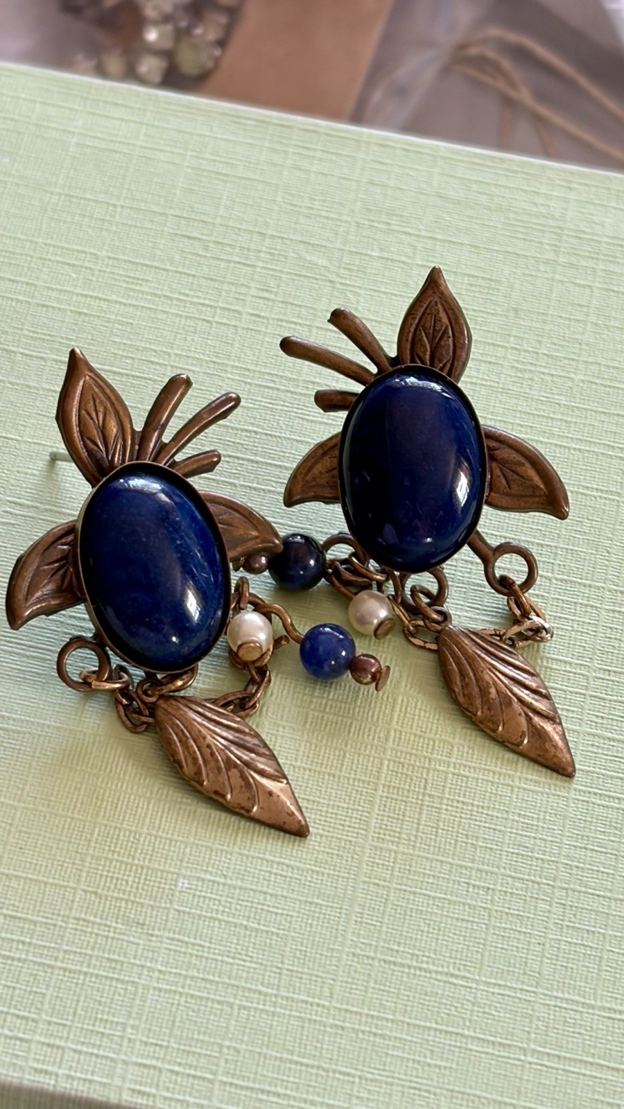 Woman’s Post Dangle Earrings Design By Jody Coyote Lapis Measures 1 3/4 Inches