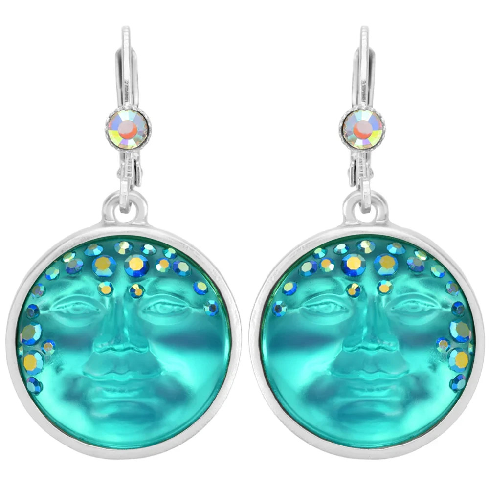 KIRKS FOLLY GODDESS MYSTIC SEAVIEW MOON 18MM LEVER BACK AZURE ST LB EARRINGS