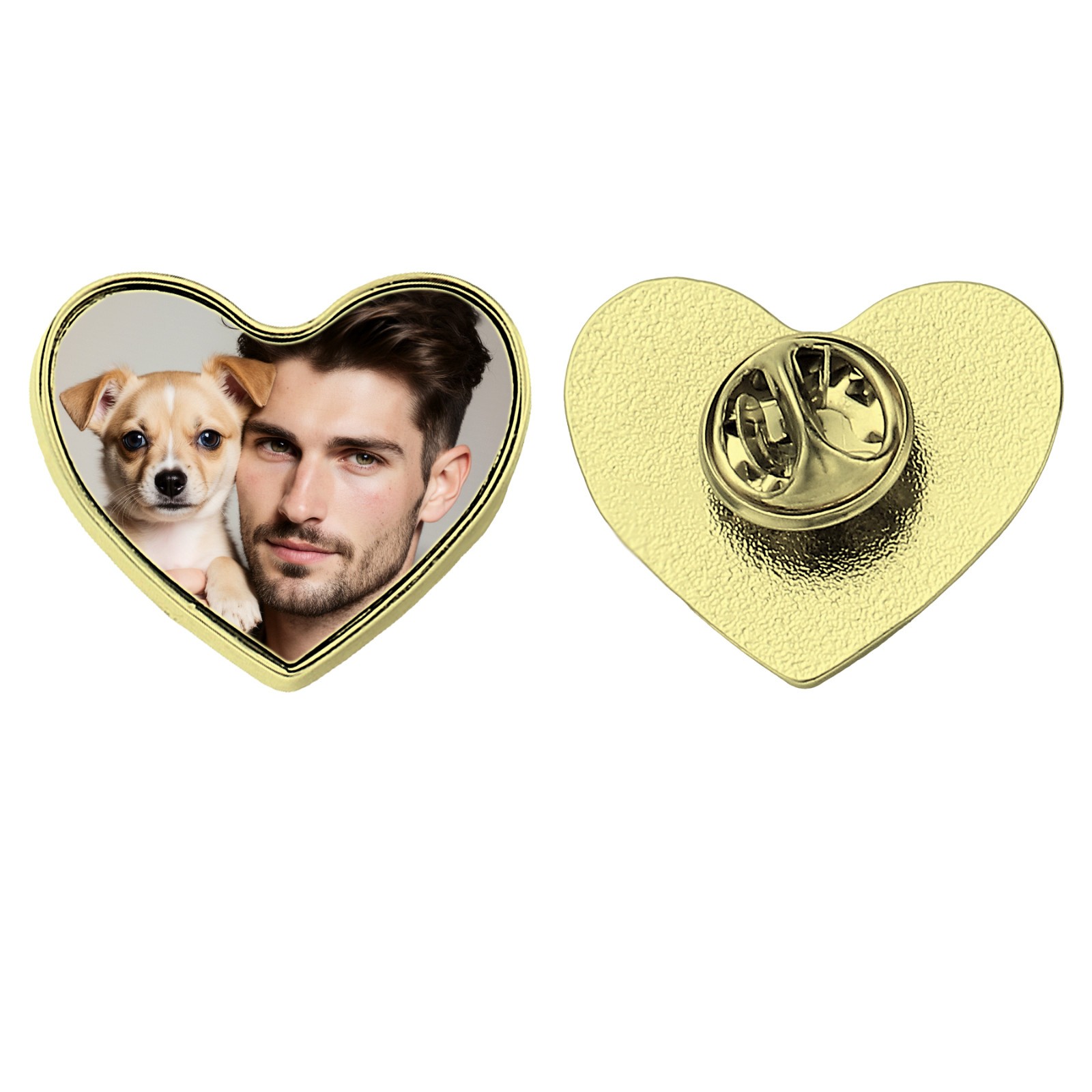 Color Photo Charm Lapel Pin Tie Tack Memorial Gift f/ Wedding Family Friend Love
