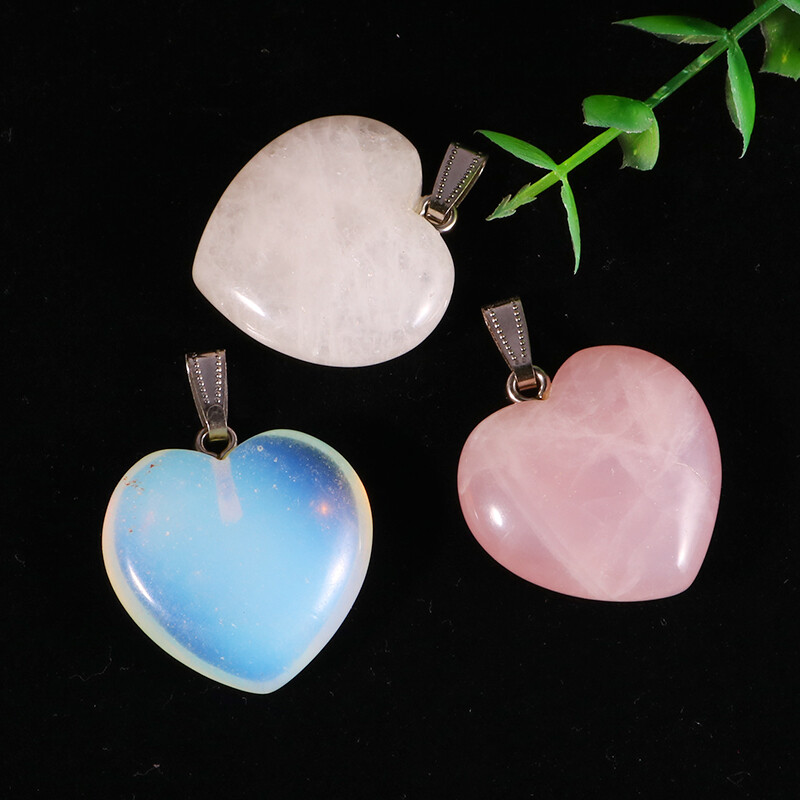 30mm Big Heart Pendant Natural Stone Healing Crystal Gemstone for jewelry 10pcs