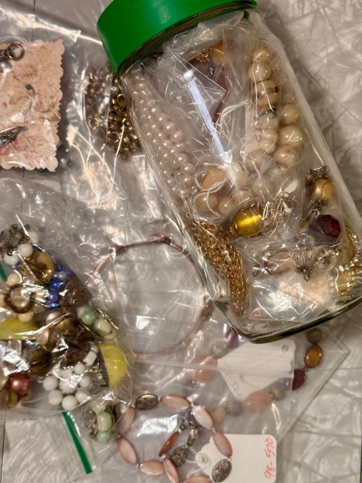 Glitzy Glam Mystery Jewelry Jar ✨ Gold Pink Pearl Mix 20+ Pieces