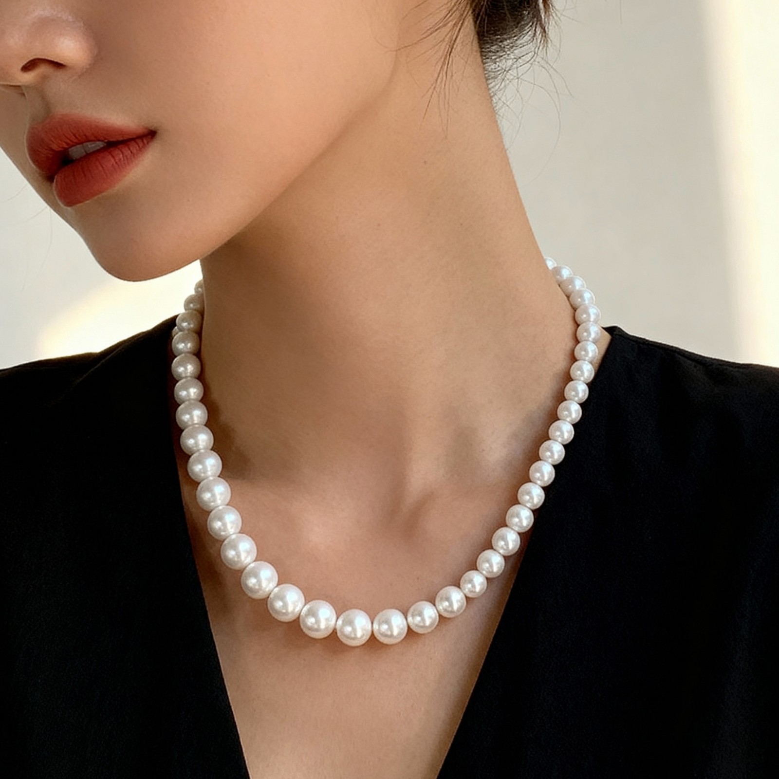 Natural Freshwater Baroque Shaped Pearl Necklace Elegant Handmade Jewelry Gift