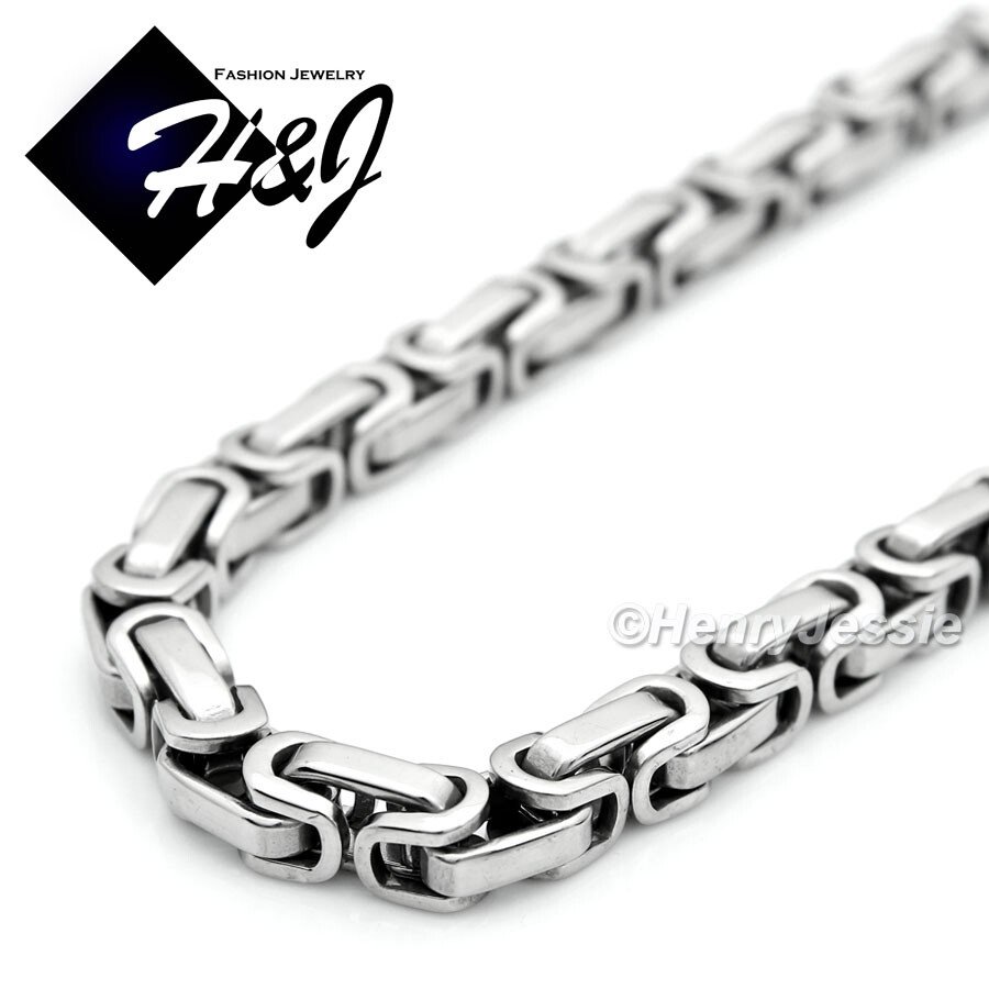 18″-40″MEN Stainless Steel HEAVY WIDE 8mm Silver Byzantine Box Chain Necklace*T