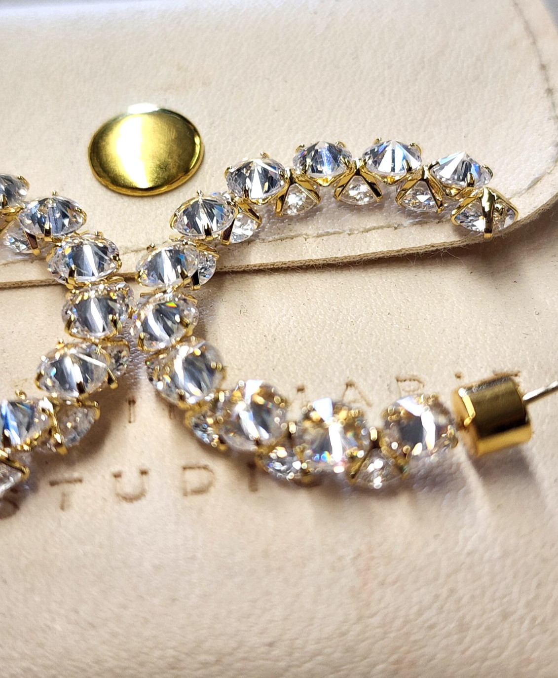 Christin Marie Studio 18K Gold Plated Crystal Hoop Earrings 33mm