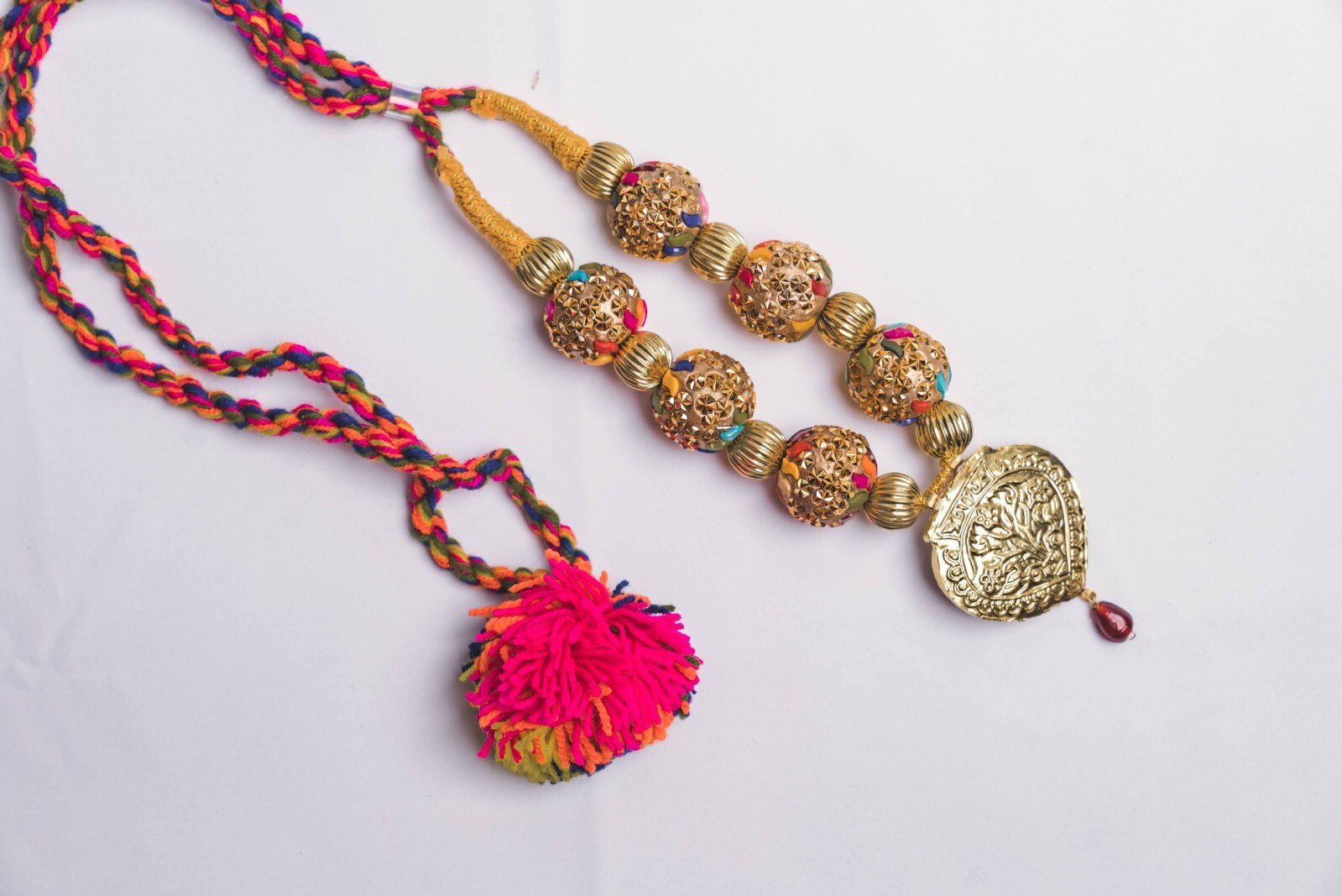 Multicolored Kaintha Pendant Necklace (Punjabi Folk Cultural Bhangra/ Giddha)