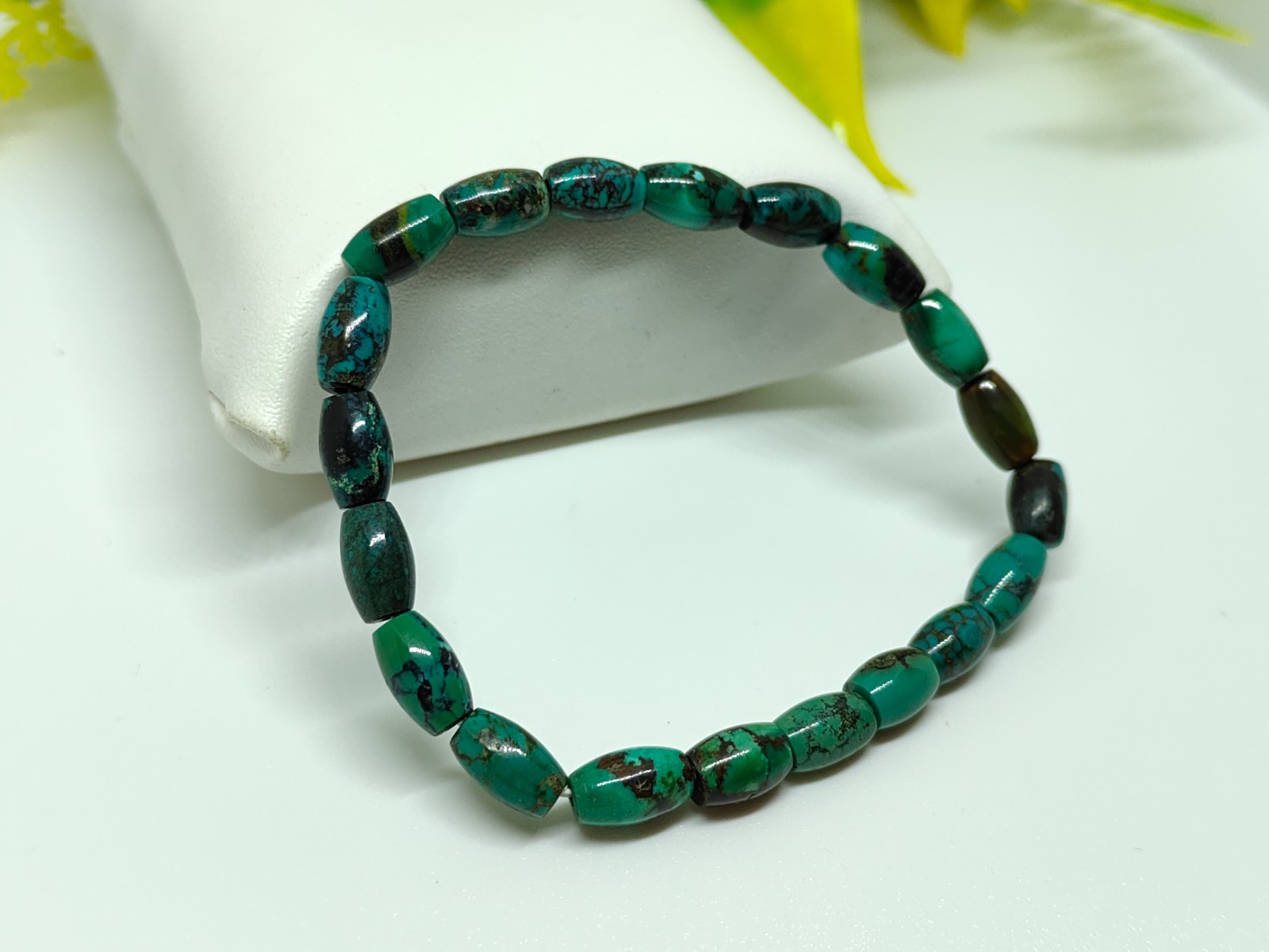 Natural turquoise Barrel beads Stretchable bracelet- 7 inch Adjustable bracelet
