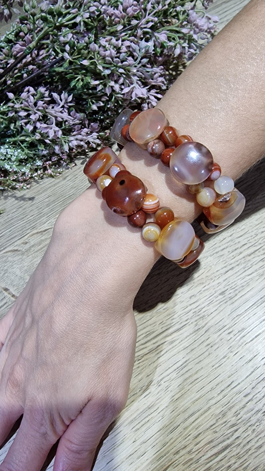 Carnelian Agate Crystal Soft Bangle Bracelet 18mm Elasticated