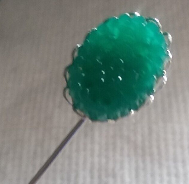 18x13mm Green Floral GlassCabochon Lapel Stick Pin 07-01-2024