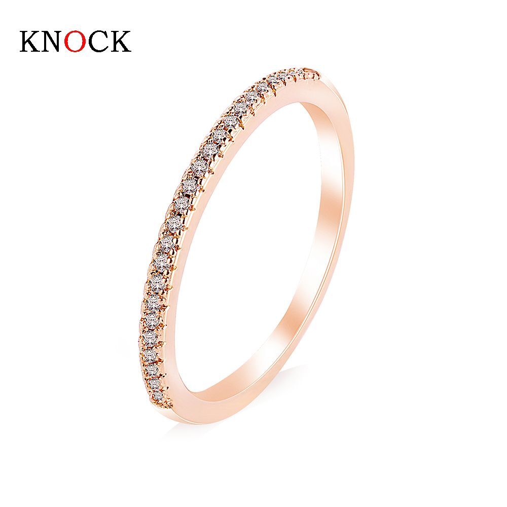 Austrian Crystals Ring – Silver Gold Color Concise Classical CZ Wedding Jewelry
