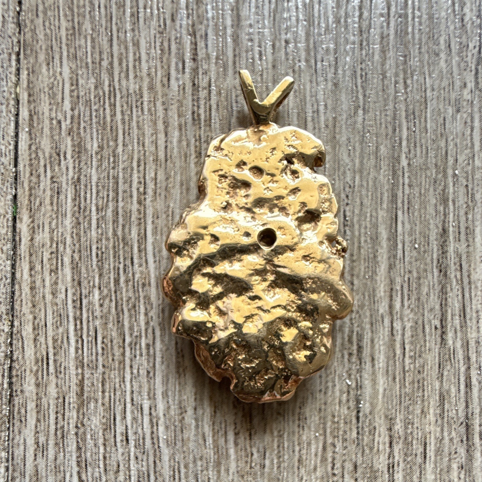14k Gold Nugget Style Asymmetrical Pendant Charm, with 1/4 carrot diamond 13.3g