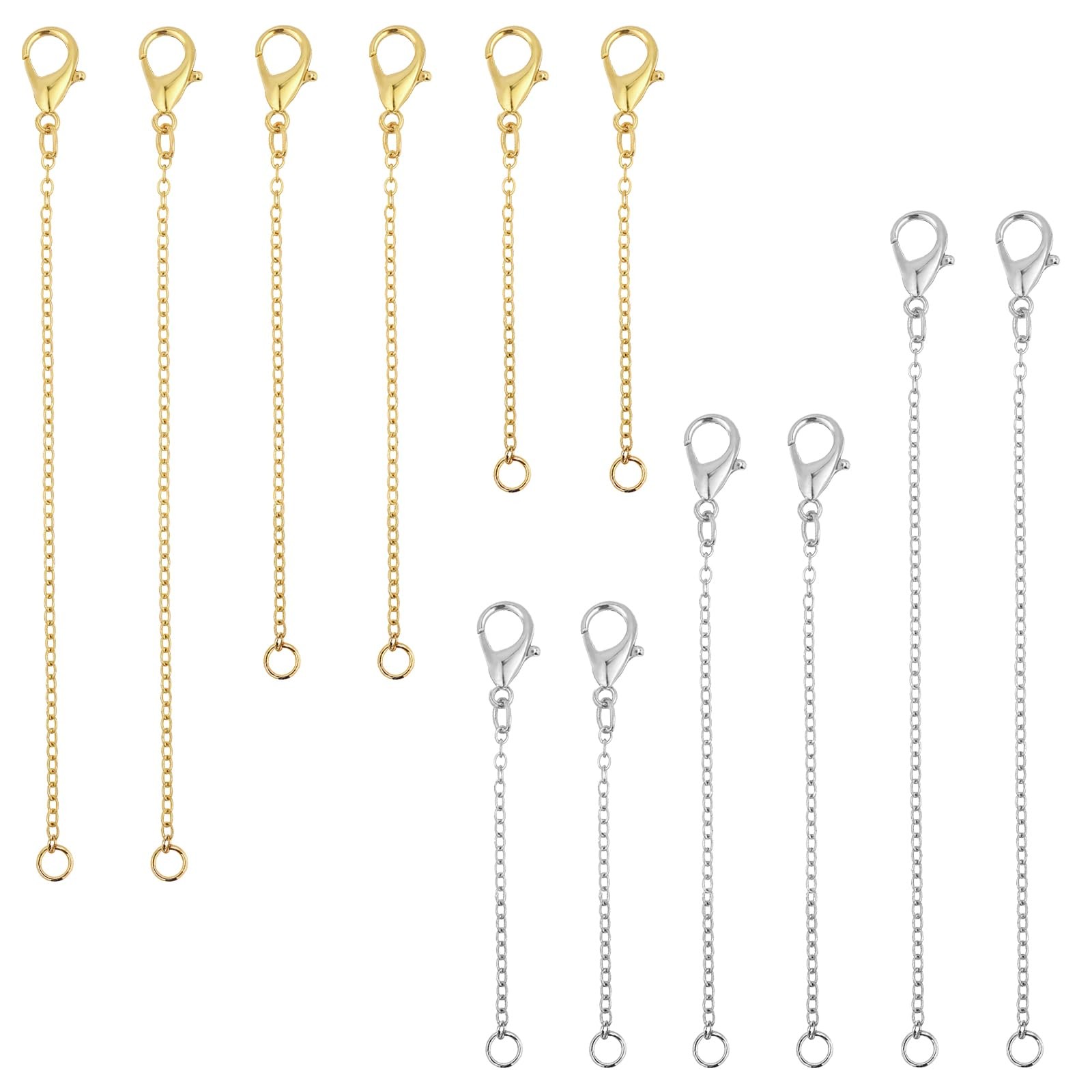 12 Pcs Gold and Silver Plated Necklace Extenders for Necklaces Ankle Bracelet…