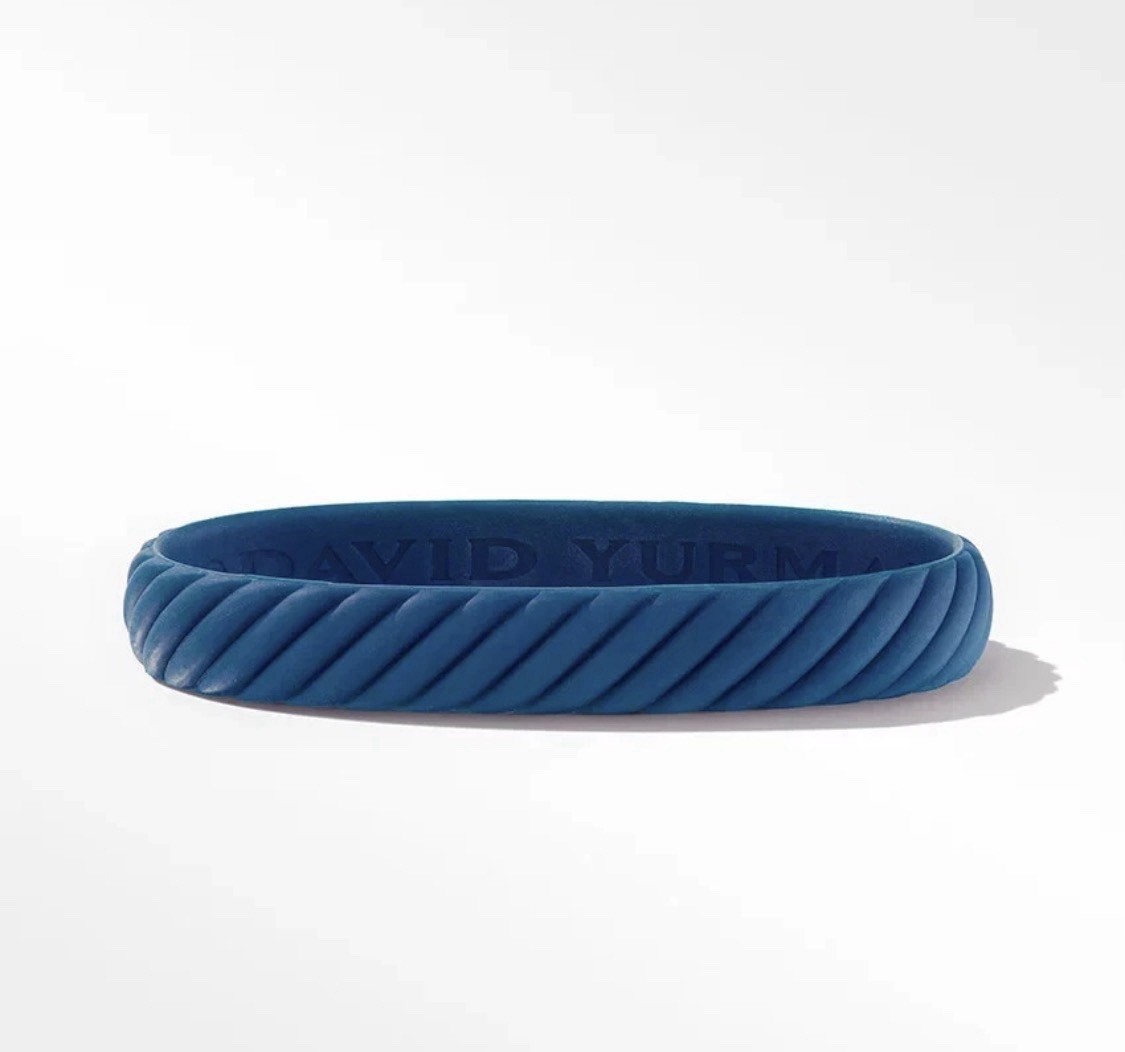 David Yurman Blue Rubber Cable Bracelet 10mm Limited Edition Unity Medium NEW