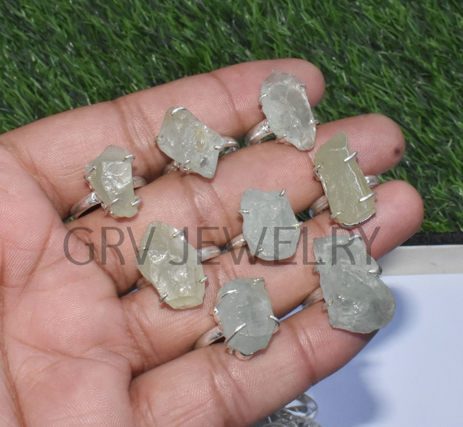 1-500 Pcs Rough Aquamarine In Wholesale Rings Lot Bulk: Silver Plated Whr-77