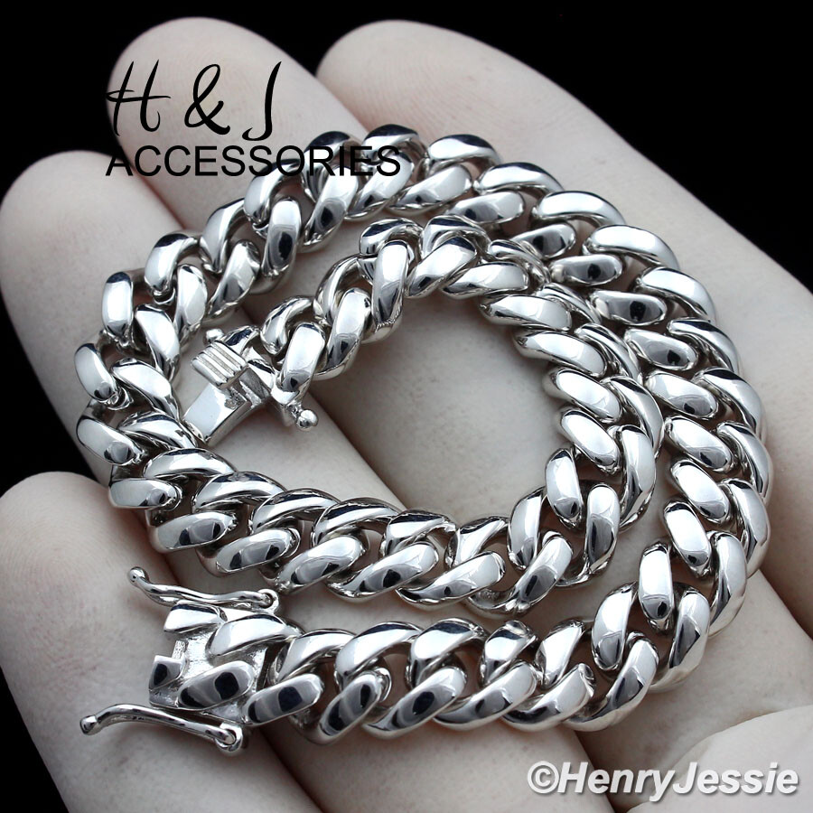 7″-8.5″MEN 925 STERLING SILVER 7MM SILVER MIAMI CUBAN CURB LINK BRACELET*SB3