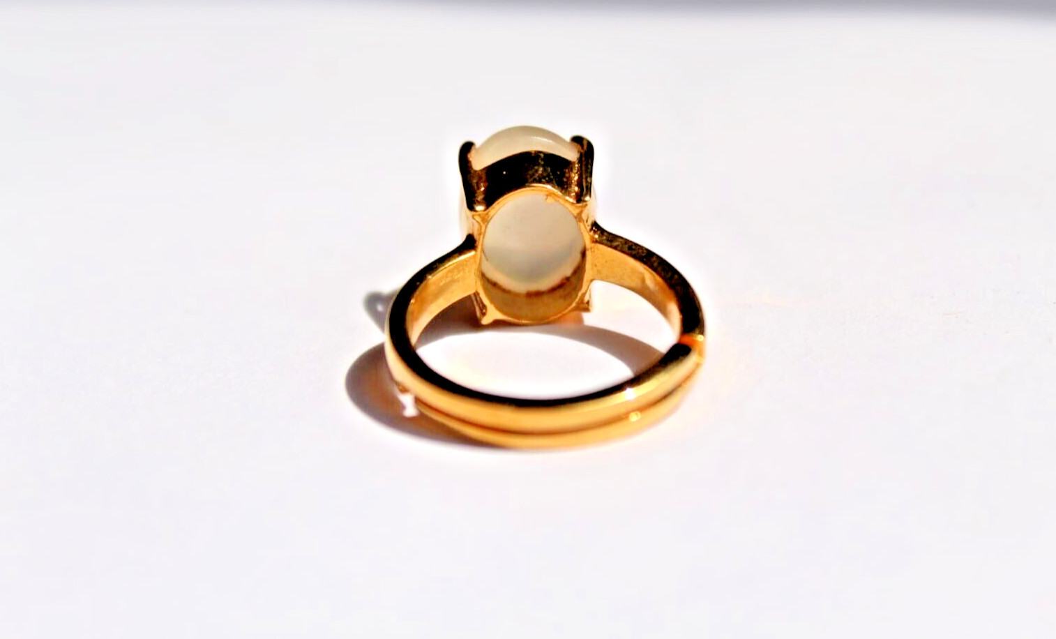 Moonstone Oval Shape gold plated 925 Sterling silver Wedding Ring pinky promise