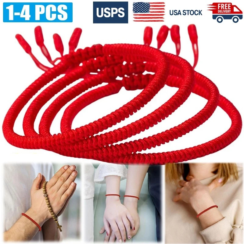 4PCS Black Tibetan Lucky String Bracelet Woven Braided Adjustable Men Women Gift