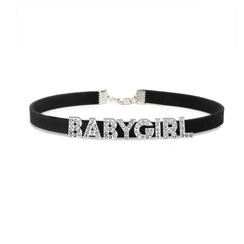 Rhinestone Letter Sexy HOT WIFE Necklace Bad Words Custom Choker Collar S4