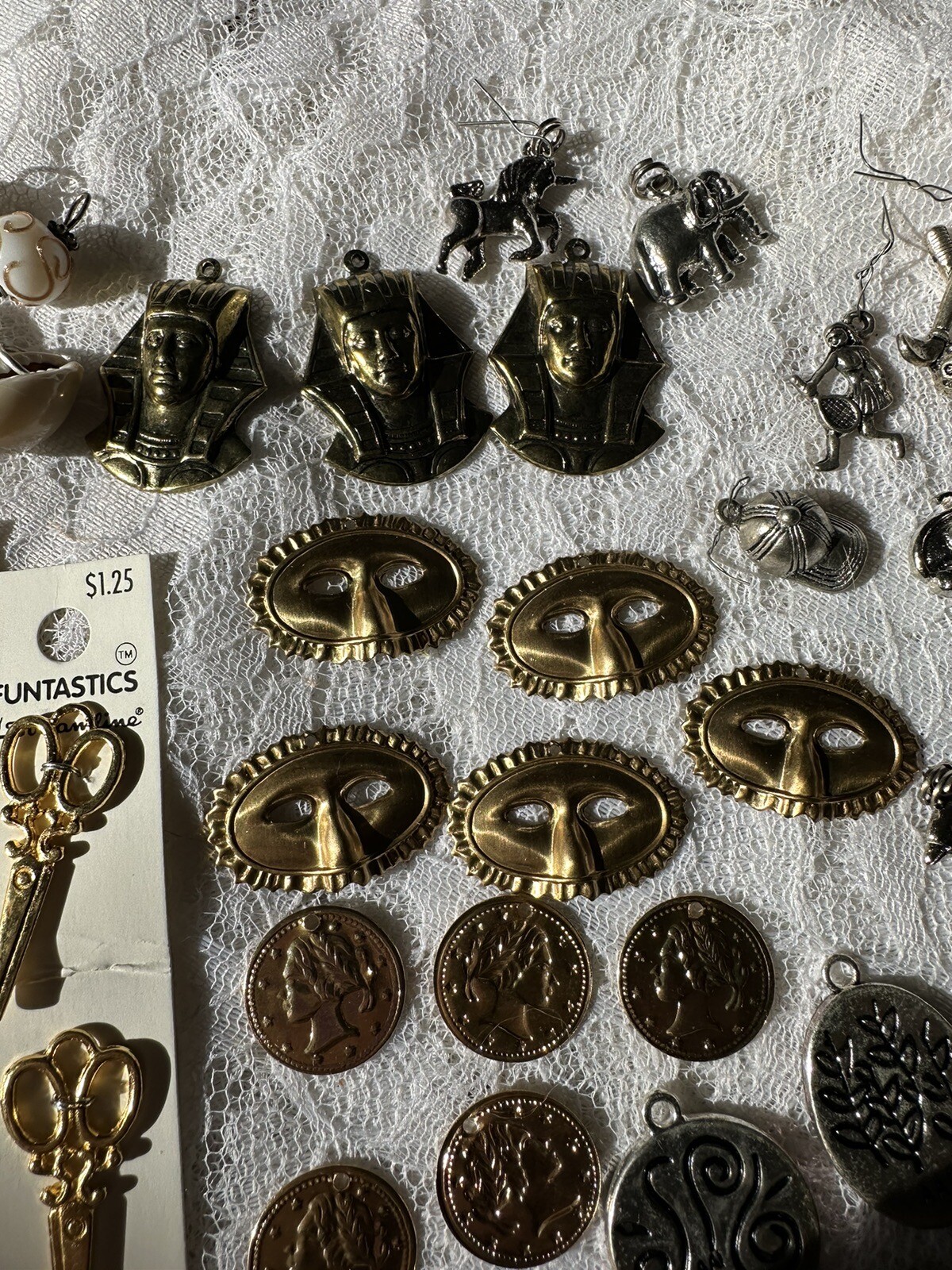 Huge Lot Of Charms King Tut Masks Sports Hearts Unicorn Tennis Scissors Coins