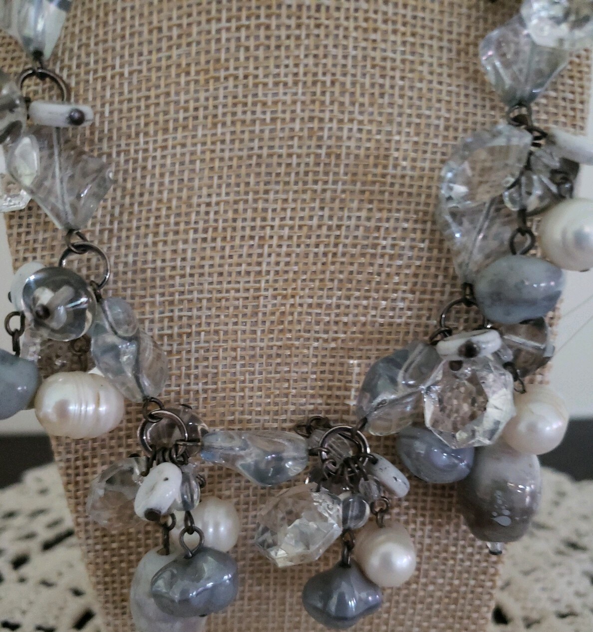 Semi-Precious Stone & Beaded Necklace ~ 17″ Long ~ Multi Colored ~ New ~ 8