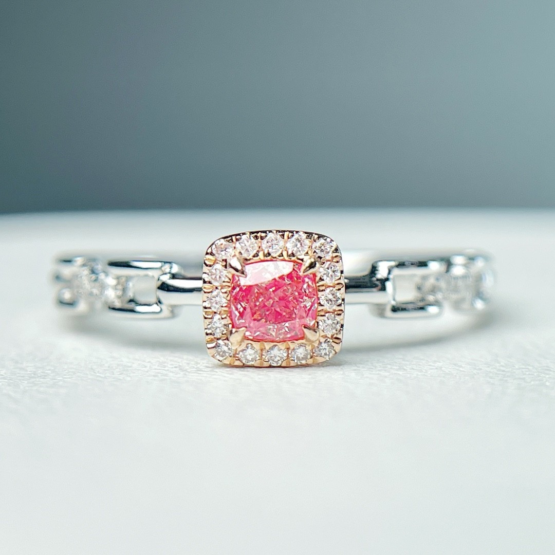 Elegant Fancy Vivid Pink Lab-Grown Diamond Ring 0.25 CTW 14K White Gold