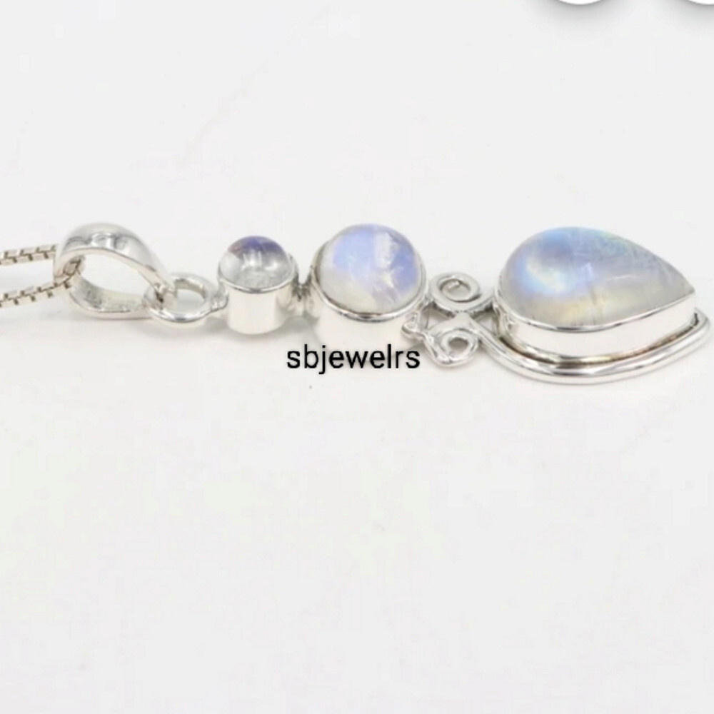 Pretty Moonstone Gemstone 925 Sterling Silver Handmade Pandant Wedding Gift E-10