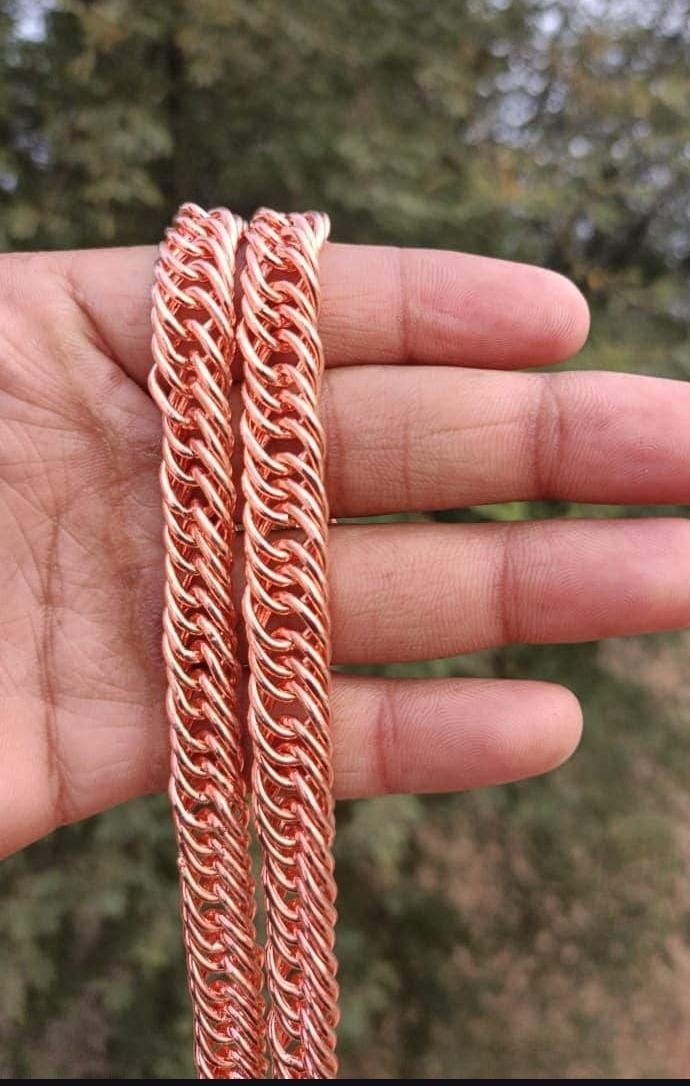 Handmade Copper Chain Necklace | Thick Braided Copper Necklace | Rustic Men’s Ch