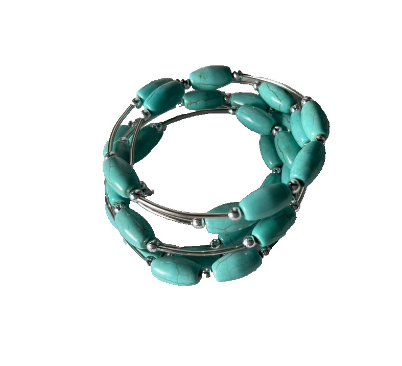 Western Womens Bracelet 52 x 1/4 in Turquoise Spiral Wrap Cuff Cowboy Adjust