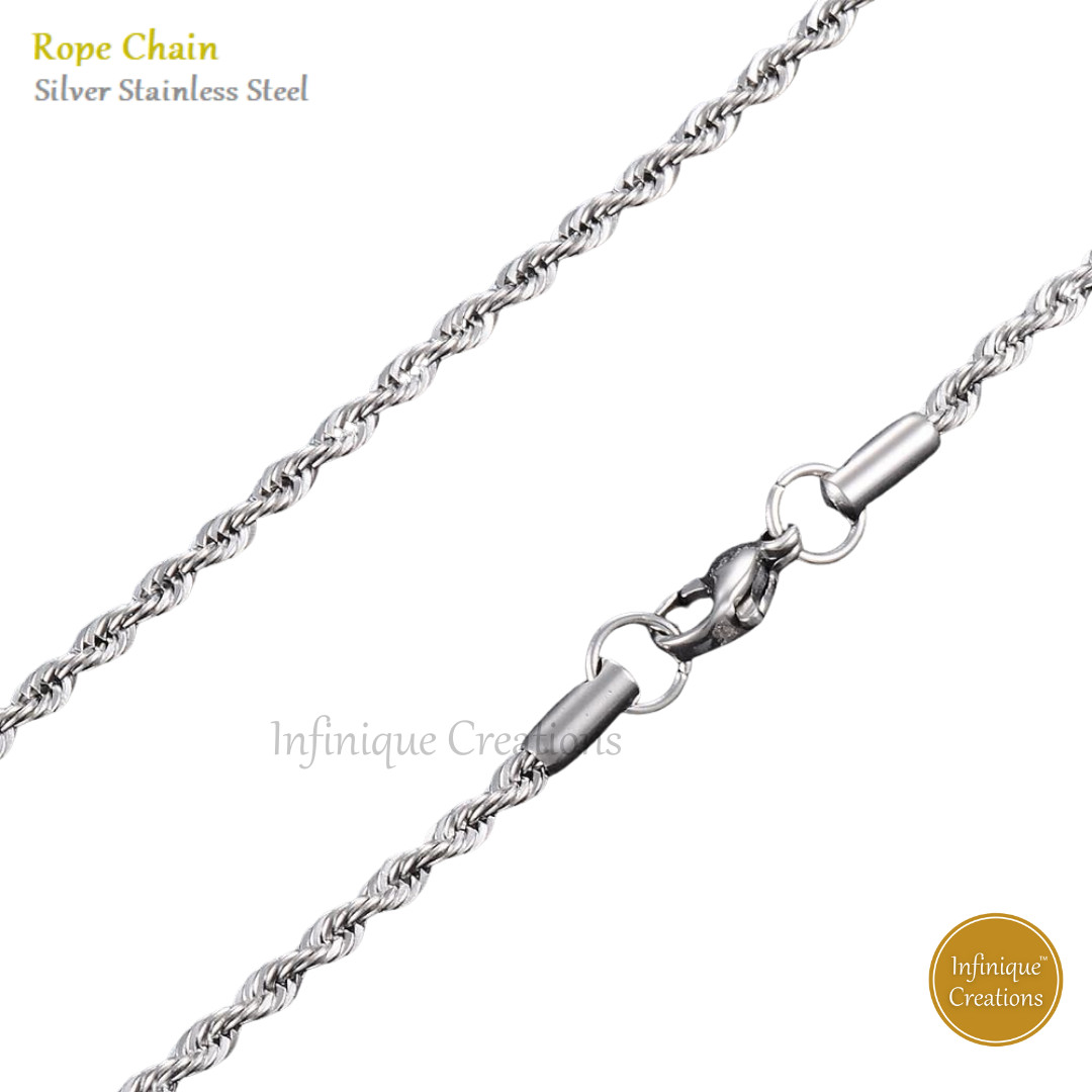 Stainless Steel Silver Rope Chain Bracelet Necklace Men Women 2mm to 8mm