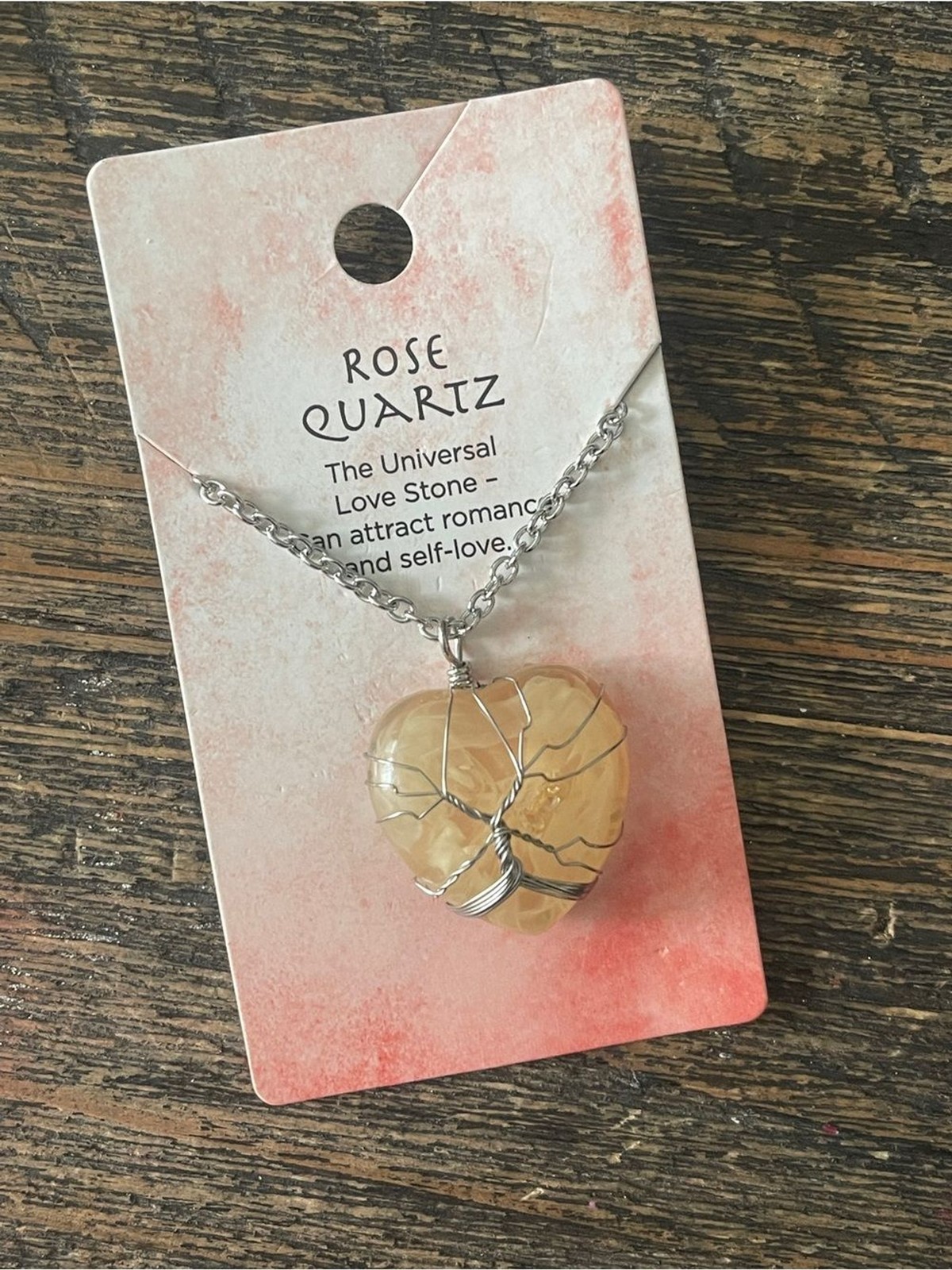 Spencer’s Yellow Rose Quartz Heart Pendant Necklace – Silver Tone Wire