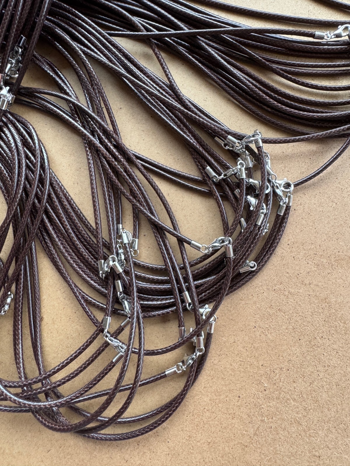 2mm Brown Leather Cord Necklace Sterling Silver with Lobster Clasp 14-32″ Chain