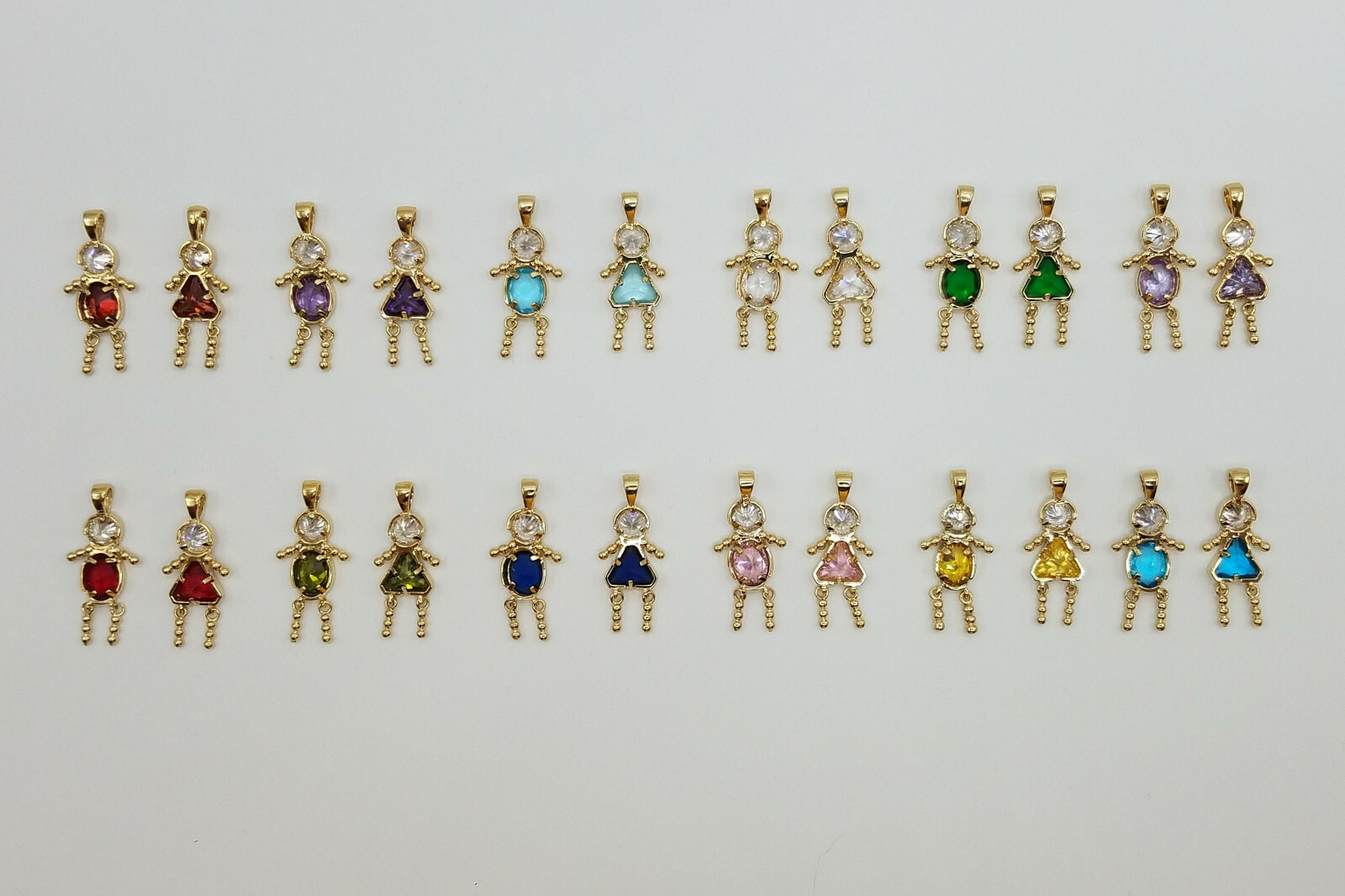 BIRTHSTONE BABY Charm Pendant 24k Yellow Gold Plated all months Boy and Girls