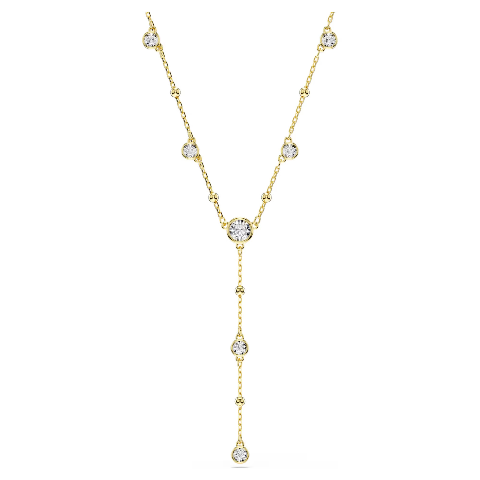 SWAROVSKI Imber Y necklace Round cut, White, Gold-tone plated – FREESHIP