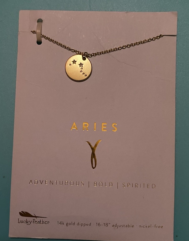 Lucky Feather~♈️Aries Zodiac Necklace~14k Gold Dipped Adjustable~Nickel-Free